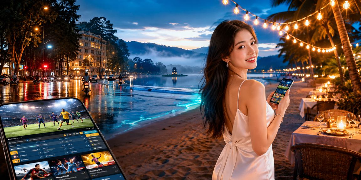Người chơi tại Đà Lạt duyệt kết quả cá cược thể thao trên điện thoại giữa thiên nhiên