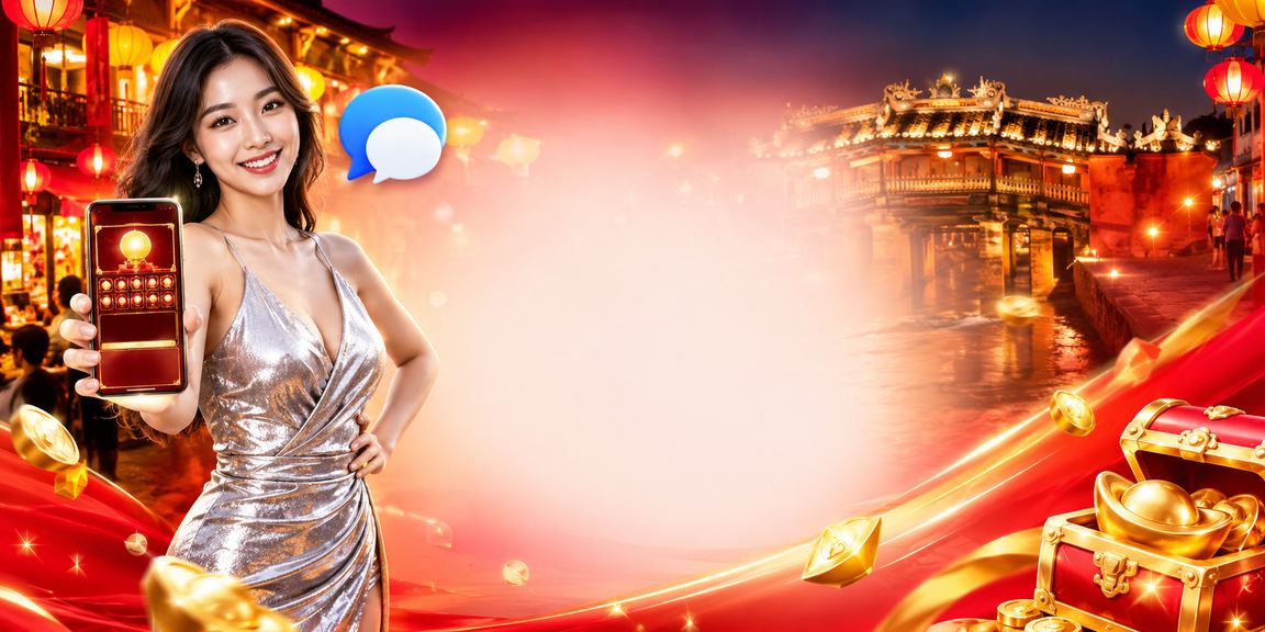 Người chơi tại Hội An dùng điện thoại kiểm tra voucher casino trong đêm phố cổ