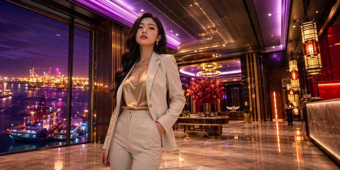 Khu giải trí casino hiện đại tại Vũng Tàu với đèn neon rực rỡ